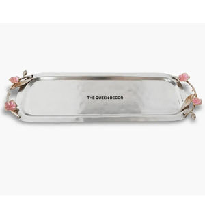 Premium Solid Wood Material Brown Finish Metal Handle Rectangular Serving Tray with Metal Handles Hotel Home & <b>Gift</b> Use - Product Image 3