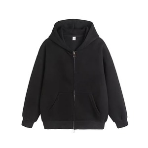 เสื้อฮู้ดซิปผู้ชาย ผ้าฝ้ายฟลีซ 100% สีพื้น ทรงโอเวอร์ไซส์ สวมใส่สบายๆ สำหรับฤดูใบไม้ร่วง - Product Image 1