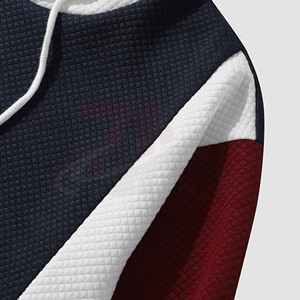 เสื้อฮู้ดบล็อกสีสำหรับผู้ชาย เสื้อผ้ากีฬา เสื้อฮู้ดออกกำลังกาย เสื้อฮู้ดผ้าโพลีเอสเตอร์ระบายอากาศได้ดี เสื้อฮู้ดลำลองสไตล์สตรีทแวร์ - Product Image 4