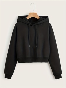Custom Logo Women Streetwear Printed Short <b>Cropped</b> Hoodie Drawstring Sporty High Waist Long Sleeve Dance Institution Sportswear - Product Image 1