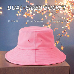 Chapeau Bob Rose Couleur Unie Unisexe Décontracté à Large Bord pour Plage et Été Style Toile Broderie 3D Protection Solaire - Product Image 2