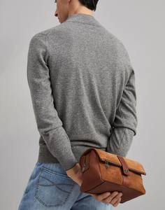 Neceser de Cuero de Tamaño Mediano, Estilo Clásico, Cierre de Cremallera y Broche, Estuche Cosmético Portátil para Viaje - Product Image 1