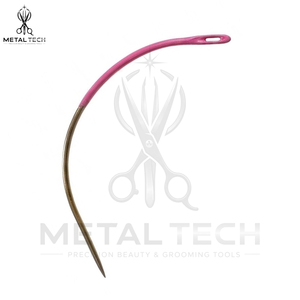 Hot Sale Pink <b>Dipped</b> Stainless Steel C-Curve Needles, High Grade Hair Extension Sewing Needles for Professional Weaving Set - Product Image 5