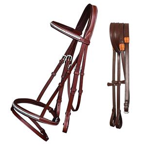 Bridon de cheval en cuir de luxe tendance avec rênes en acier inoxydable et caoutchouc respirant – Accessoire équestre – Prix usine - Product Image 1