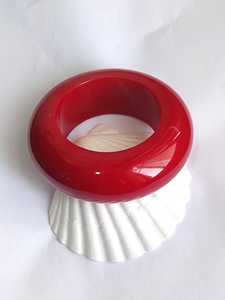 Handmade Red Resin Bangle Extra Chunky Solid Color Resin Craft Wide Donut Dome Cuff Bracelet Women Vintage Jewelry Wholesale - Product Image 1