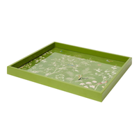 Plateau en laque vietnamienne moderne fait main, élégant, avec peinture florale artisanale, pour service à café, présentoir à bijoux, multifonction, idéal pour les fêtes