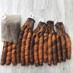 Cheveux Bouncy Curl Piano Brun Orange Couleur Humain Vietnamien Prix Extensions de Cheveux Trame Droite Naturelle - Product Image 4