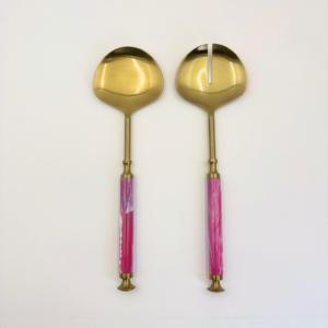 Cubiertos de lujo con mango redondo, chapados en oro, resistentes, para bodas y eventos. - Product Image 1