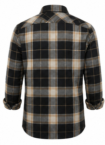 Chemise en flanelle à carreaux à manches longues pour homme, 100% coton, boutonnée, décontractée, vêtements de travail, tissu respirant et doux, pour l'automne - Product Image 2