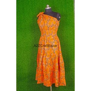 Robe midi moulante multicolore à motif floral 100 % coton, asymétrique à une épaule, pour femme, style décontracté, très tendance, été, avec découpes - Product Image 6