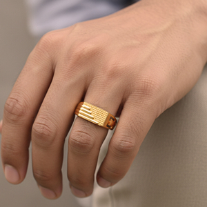 Linear Balance <b>Men's</b> Gold <b>Ring</b> Parallel Paths of Prosperity Gold Anniversary <b>Ring</b> <b>for</b> <b>Men</b> - Product Image 2