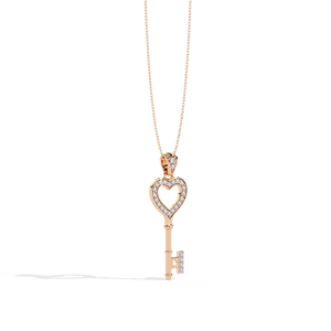 Colgante de moissanita con forma de llave de corazón romántico en plata 925 con baño de rodio, regalo de joyería para mujer - Product Image 3