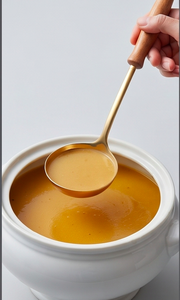 Ensemble d'ustensiles de cuisine en acier inoxydable doré avec manches en bois, design minimaliste, compatible lave-vaisselle, pour la restauration - Product Image 4