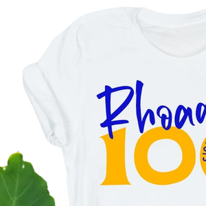 Camiseta Rhoad to 100 Negra con Gráfico de Letras Griegas Personalizado, Camiseta de Manga Corta con Cuello Redondo, Informal, de Verano, para Hermandades - Product Image 2