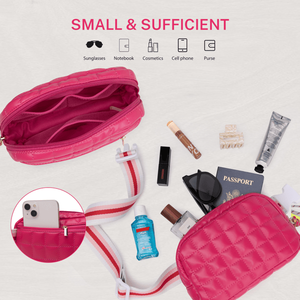 Quilted Small Puffer <b>Bag</b> with Adjustable Strap Rose Fanny <b>Pack</b> <b>for</b> Woman's Running <b>Traveling</b> Hiking Workout Sports - Product Image 4