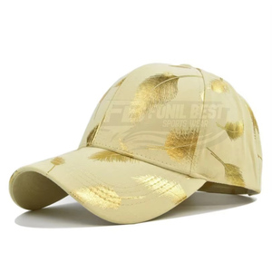 Spring and Autumn Sporty Baseball <b>Cap</b> with Bronze Feather 100% Polyester Twill Fabric Black Gold for Men and <b>Women</b> Beach Use - Product Image 5