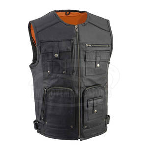 Léger grande taille hommes en cuir moto gilet respirant vêtements d'hiver hommes en cuir moto gilet - Product Image 2