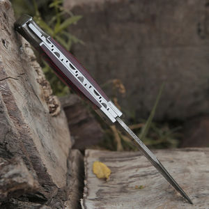 Navaja de bolsillo de Damasco con pivote de rodamiento de bolas suave, navaja plegable de acero de Damasco con apertura manual, navaja plegable de Damasco - Product Image 2