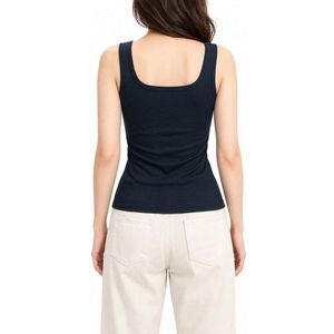 Midnight Navy Botanical Floral Tank <b>Tops</b> <b>Silky</b> Lightweight Breathable Polyester Spandex Scoop Neck Sleeveless <b>Tops</b> - Product Image 3
