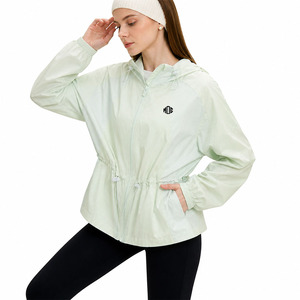 Custom Women <b>Lightweight</b> Hooded Windbreaker <b>Jacket</b> OEM Casual Outdoor Zip Up Cinched Waist Running Rain <b>jacket</b> for men Wholesale - Product Image 1