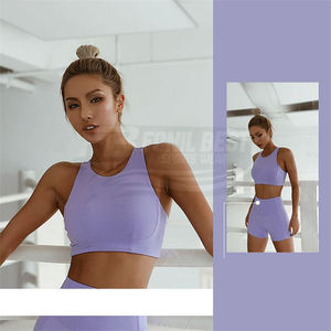 Nouvel Arrivage Ensemble 2 Pièces Femme Yoga Sexy Dos Ouvert Taille Haute Sans Couture Écologique Respirant Été Fitness Uni Personnalisable - Product Image 5