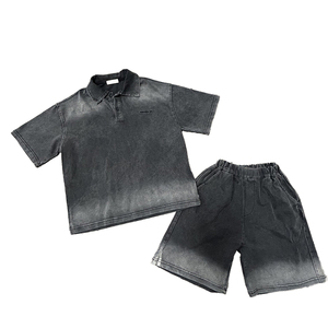 STITCHMODE Ensemble Polo et Short Vintage Homme Personnalisé avec Logo, Coton Streetwear Oversize Dégradé Deux Pièces Décontracté Hiver Velours - Product Image 2