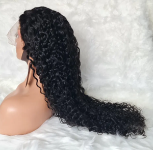 Perruque Full Lace Longue en Cheveux Vierges Malaisiens Noir Naturel, Base Transparente en Dentelle Suisse avec Baby Hair, Taille Moyenne - Product Image 1