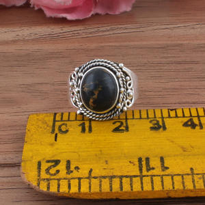 Bague de mariage classique en argent sterling 925 avec jaspe dalmatien naturel à pois pour femmes et hommes, pierre de connexion - Product Image 4