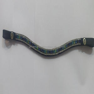 Bandeau à sourcils en cristal décoratif de qualité supérieure, équipement cheval en cuir, prix en gros, avec bouton à pression - Product Image 5