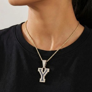 Customize <b>Initial</b> Latter <b>Necklace</b> Iced Out Hip Hop Pendant Personalized Alphabet Jewelry VVS Moissanite Latter Pendant For Men's - Product Image 1