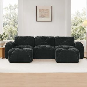 Divano a U Senza Struttura con Design Trapuntato, Spugna ad Alta Densità 32D, Base Antiscivolo, Senza Montaggio, Combinazione Libera per Soggiorno - Product Image 2