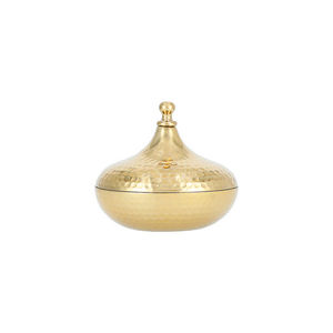 Bol à dattes en acier inoxydable avec couvercle, design arabe martelé de luxe, compatible lave-vaisselle, pour la conservation et le service des aliments, idéal pour la décoration de mariages et les hôtels - Product Image 1