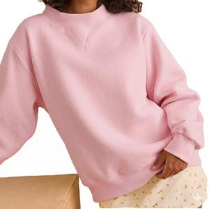 Pull oversize pour femme à col montant, en tissu doux, avec épaules tombantes, manches longues et style streetwear confortable. - Product Image 6