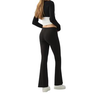 Leggings de yoga coupe bootcut à taille haute et ourlet fendu pour femme, marque privée, respirants, écologiques, extensibles, pour le fitness - Product Image 3