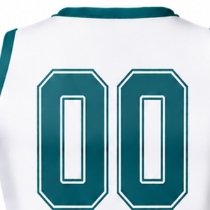Ensemble d'uniformes de cheerleading sublimés blancs et turquoise sans manches – Haut et jupe athlétiques pour l'entraînement, la performance et la compétition - Product Image 4