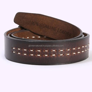 New Custom Design Brown Textured Leather Casual <b>Belt</b> for <b>Men</b> with Hand Stitching and Antique Brass Pin <b>Buckle</b> - Product Image 2