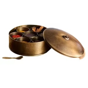 Metal Masala <b>Storage</b> Container with Decorative Lid Kitchen Organizer for Spices Herbs Seasoning and Daily Cooking - Product Image 2