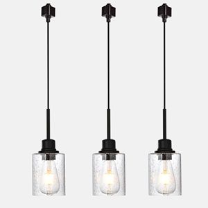 Lampada a Sospensione Dimmerabile a 3 Luci Tipo H con Paralume in Vetro Smerigliato, Montaggio su Binario (Binario NON Incluso) - Lampadari e Luci a Sospensione - Product Image 2
