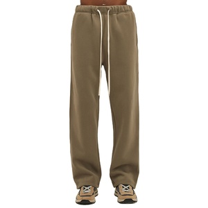 Premium Heavyweight 320Gsm Cotton Track <b>Stacked</b> Sweat Pants French Terry <b>Joggers</b> Flared Baggy Straight Men's Wide Leg Sweatpants - Product Image 1