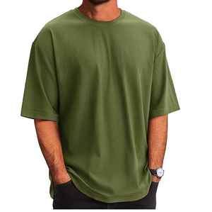 Baggy Solid Color Drop Shoulder O-Neck Plain Blank Heavyweight Thick Oversized <b>Tshirt</b> For Men Summer Outerwear Loose Fit Shirt - Product Image 6
