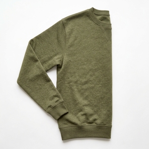 Sweat-shirt en molleton épais vert olive pour homme, imprimé graphique géométrique grue origami, épaules tombantes, style streetwear, col rond - Product Image 3