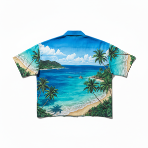 เสื้อเชิ้ตฮาวายแขนสั้นผู้ชายแบบสั่งทำพิเศษ ลายดอกไม้พิมพ์ลายสามมิติ สไตล์ชายหาดทรอปิคอล ต้นมะพร้าว สำหรับฤดูร้อน - Product Image 4