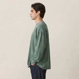 T-shirt personnalisé 280g 100% coton coupe ample pour homme, manches longues, style décontracté, col rond, coupe ample, style été - Product Image 4
