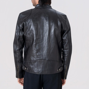 Veste en cuir noire pour homme Icon by Gilani - Veste en cuir noire style Café Racer - Product Image 4