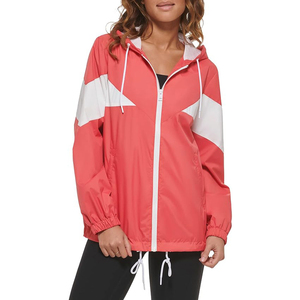 Chaqueta Cortavientos para Mujer, Color Verde Azulado, con Bloques de Color, Capucha, Cierre de Cremallera, Estilo Deportivo, para Todas las Temporadas, Largo Regular - Product Image 3