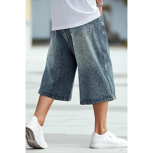 Acid Wash Denim Jorts Men Women Streetwear Baggy Fit Vintage Cotton Custom <b>Shorts</b> Supplier - Product Image 3