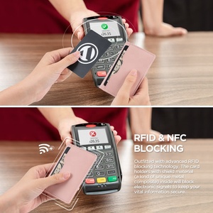 TILONSTAR TVW103 Custom Logo <b>Clear</b> ID Window Business Pink Leather Credit Card Holder for Women - Product Image 4