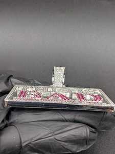 Colgante de Letra Hip Hop de Moissanita, Plata 925, Totalmente Engastado, Rectangular, Personalizado con Nombre, Bicolor, Colgante Bling para Rapper - Product Image 3