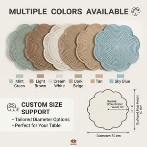 แผ่นรองจานอาหารทรงกลมลายสแกลลอป ทำจากหวายสานด้วยมือ ทนความร้อน เป็นมิตรกับสิ่งแวดล้อม ปรับแต่งได้ ขายส่ง - Product Image 5