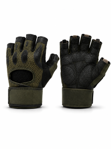 Custom Logo Unisex Leather Fitness Gloves <b>Half</b> Finger Weight Lifting Non <b>Slip</b> Breathable Fasten Closure Gym Training Protect - Product Image 1